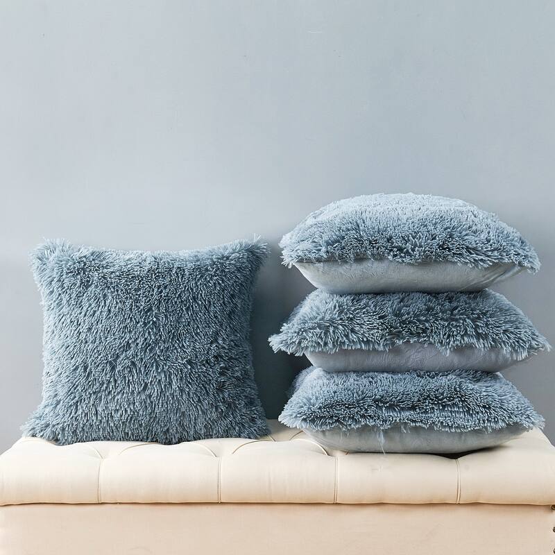 Halsted Shaggy FauxFur Decorative Throw Pillow Cover Set, NO INSERT