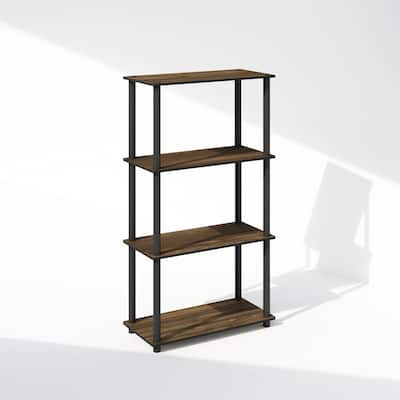 43.25 in. Tall Walnut/Black Wood 4-Shelf Bookcase