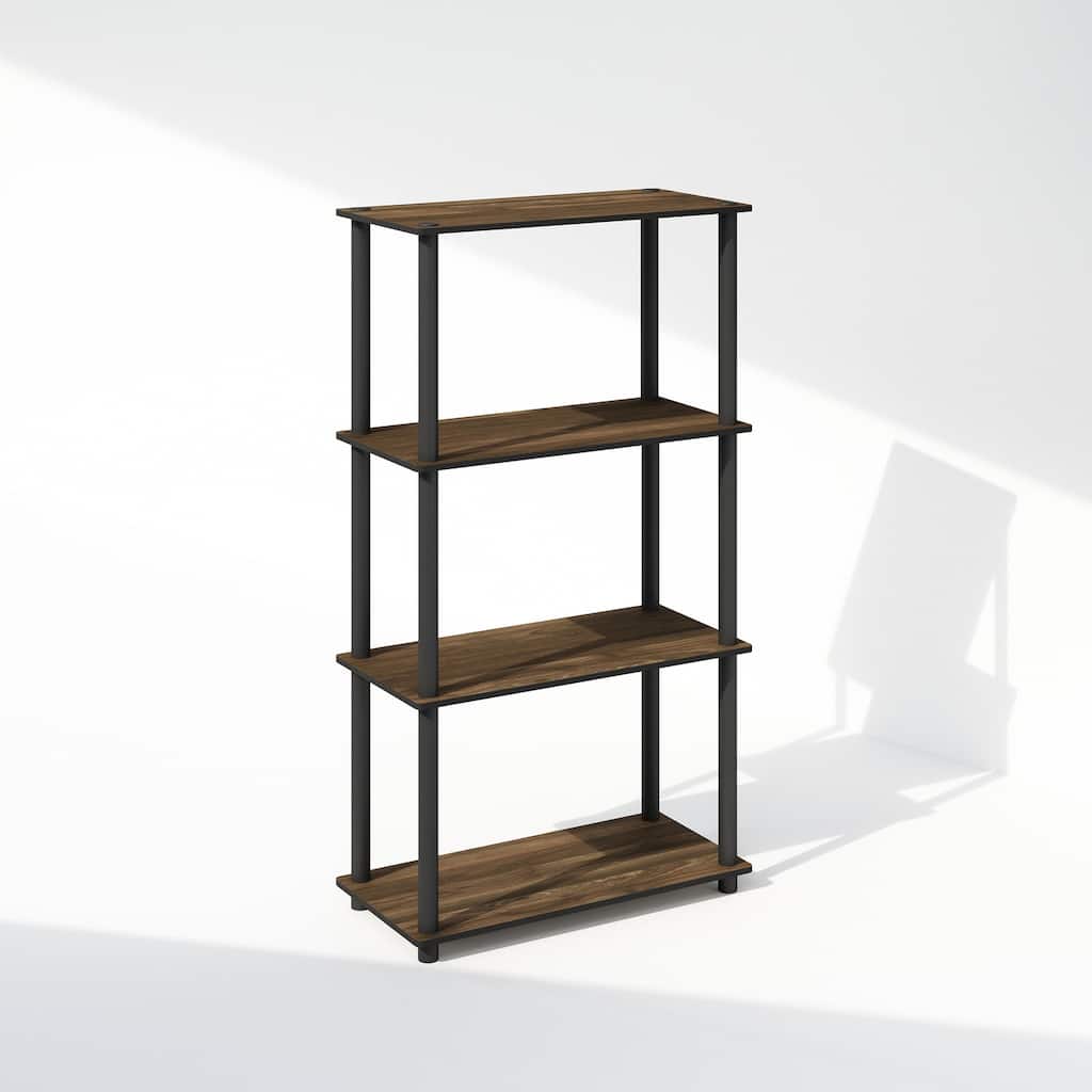 43.25 in. Tall Walnut/Black Wood 4-Shelf Bookcase