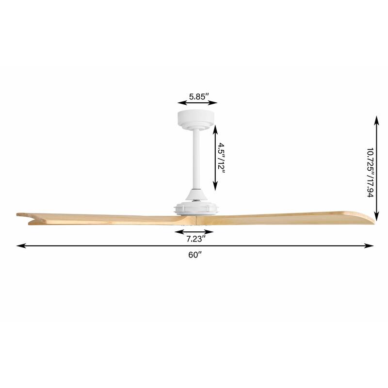 MLiAN 60 in 5-Soild Wood Blades Indoor Standard Ceiling Fan with Remote Down-Rod Mount
