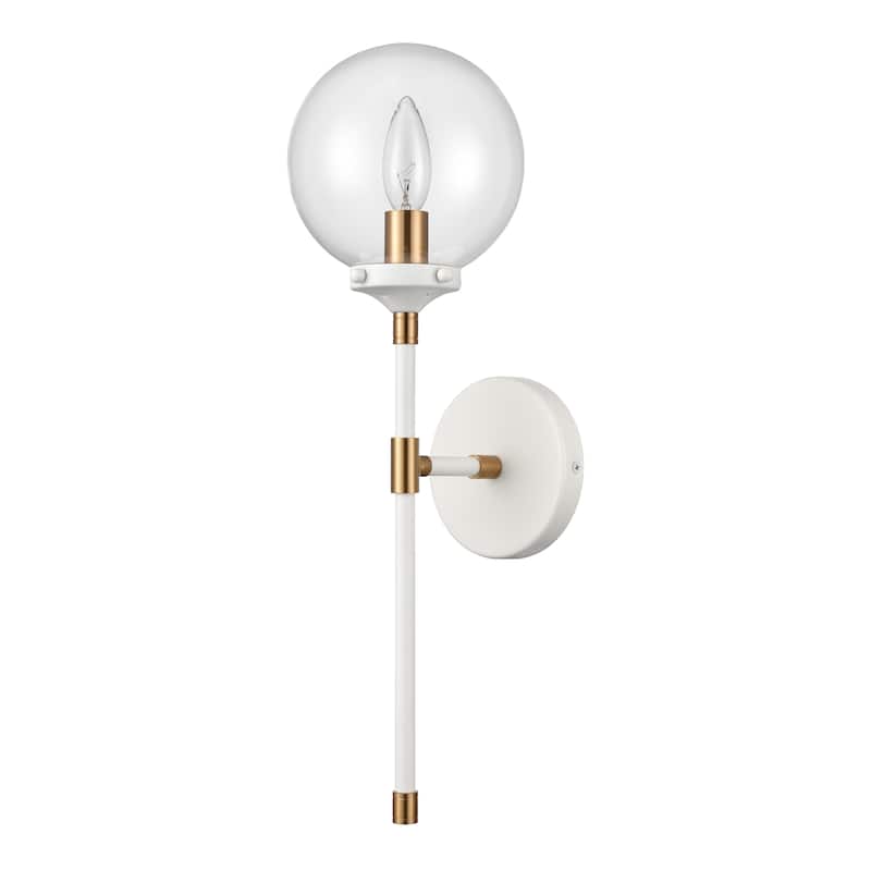 Boudreaux Metal and Glass Orb Sconce - 19 inch Tall - Matte White