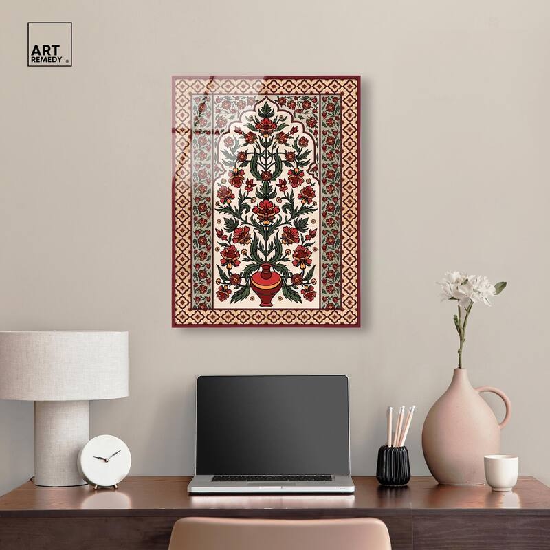 Royal Floral Mat Acrylic by Art Remedy, Ready to Hang