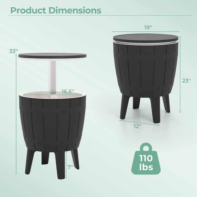 Gymax 10 Gallon Cooler Bar Table w/ Telescopic Tabletop 3-in-1 Coffee