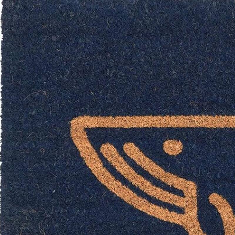 HomeRoots 16" X 30" Natural And Navy Blue Whale Indoor Coir Door Mat - 15.70' X '29.60