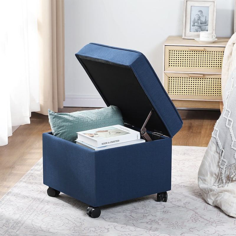 Adeco Square Storage Ottoman 17 inch Footstool