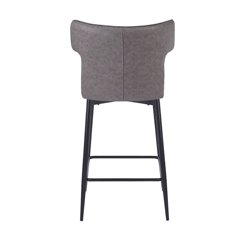 Counter Height Bar Stools Set of 2, Upholstered Armless Chairs with Curved Backrest, Kitchen Island Chair with Footrest