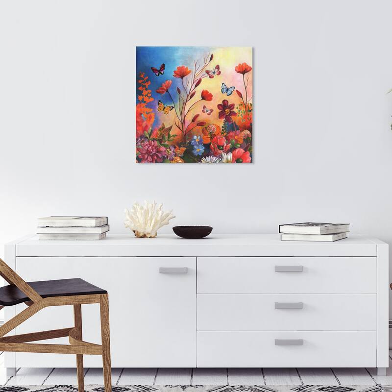 Wynwood Studio Canvas Floral and Botanical Nature is beautiful Orange and Traditional Wall Art Canvas Print - Orange, Blue - 20 x 20