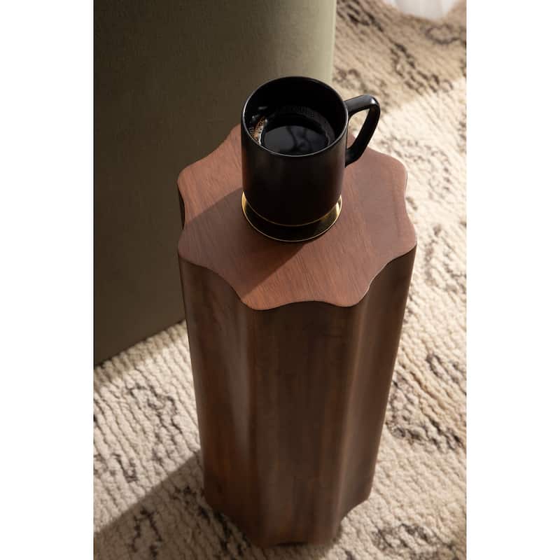 Kate and Laurel Pandey Wavy Wood Drink Table - 9x9x22