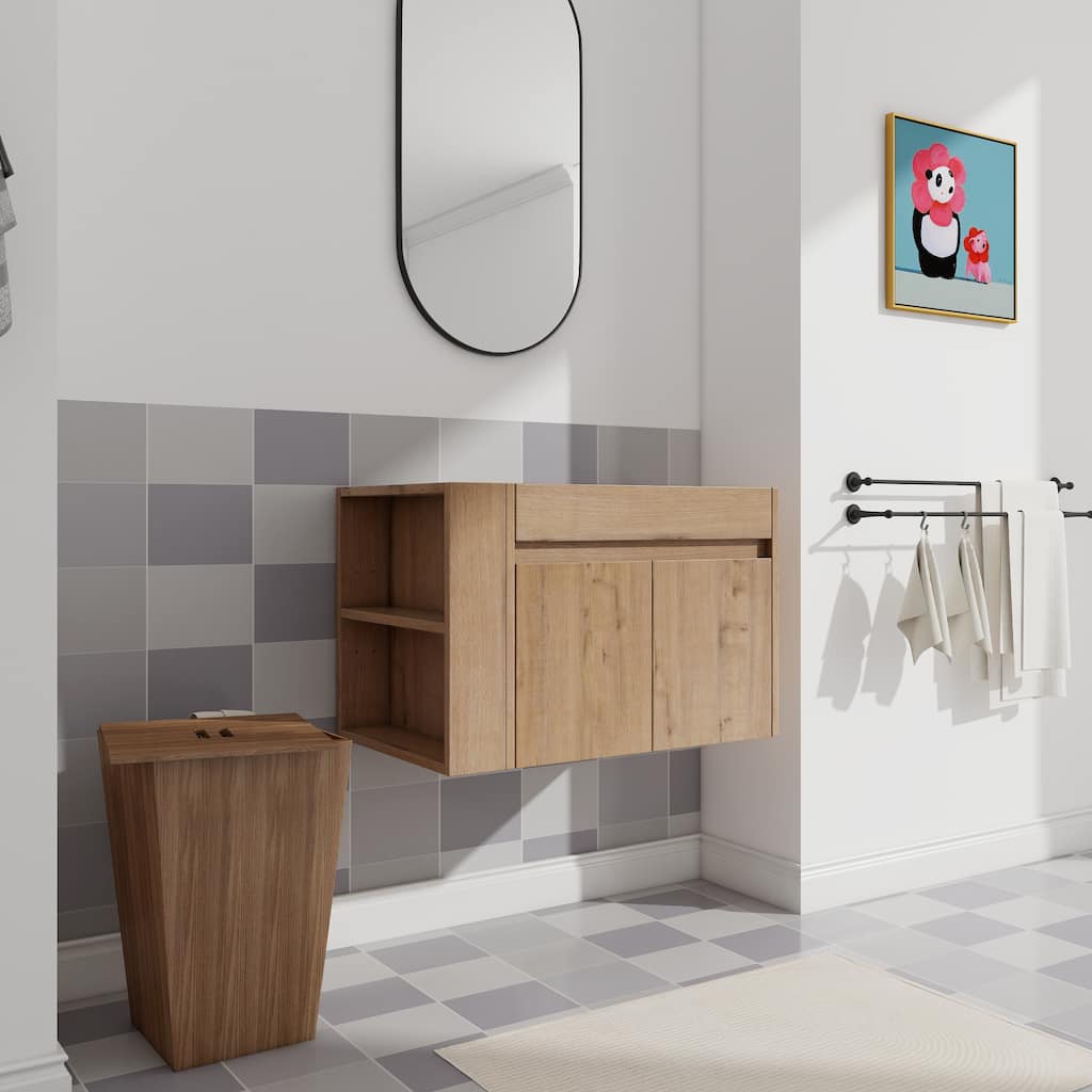 30"Bathroom Vanity With Open Shelf, KD-PACKING-(Only Vanity, Without Basin)