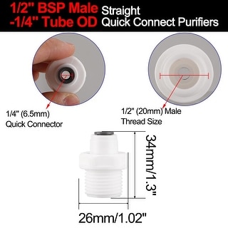 1/2 Inch BSP Male to 1/4 Inch OD Straight Quick Connect Tube Fitting ...