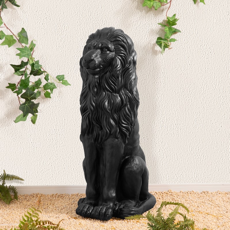 Glitzhome 36.25"H Oversized MGO Bronze/White/Black Sitting Lion Garden Statue