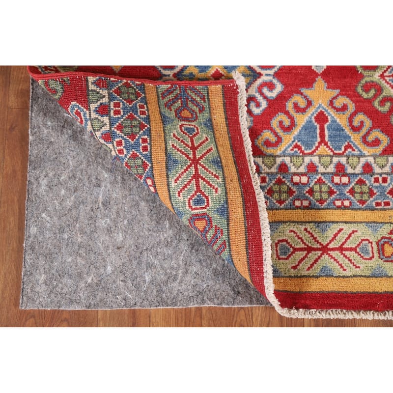 Hand Knotted Oriental 100% Wool Carpet Traditional Geometric Multi-Colored Kazak Runner Rug - 16' 0'' X 2' 5''