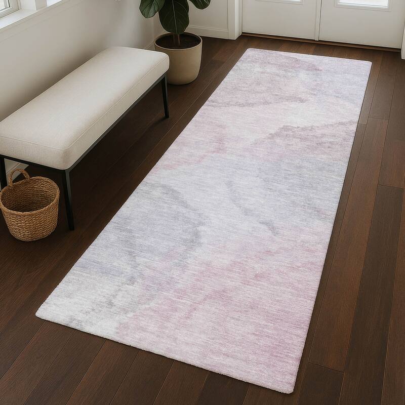 Machine Washable Indoor/ Outdoor Abstract Muted Chantille Rug