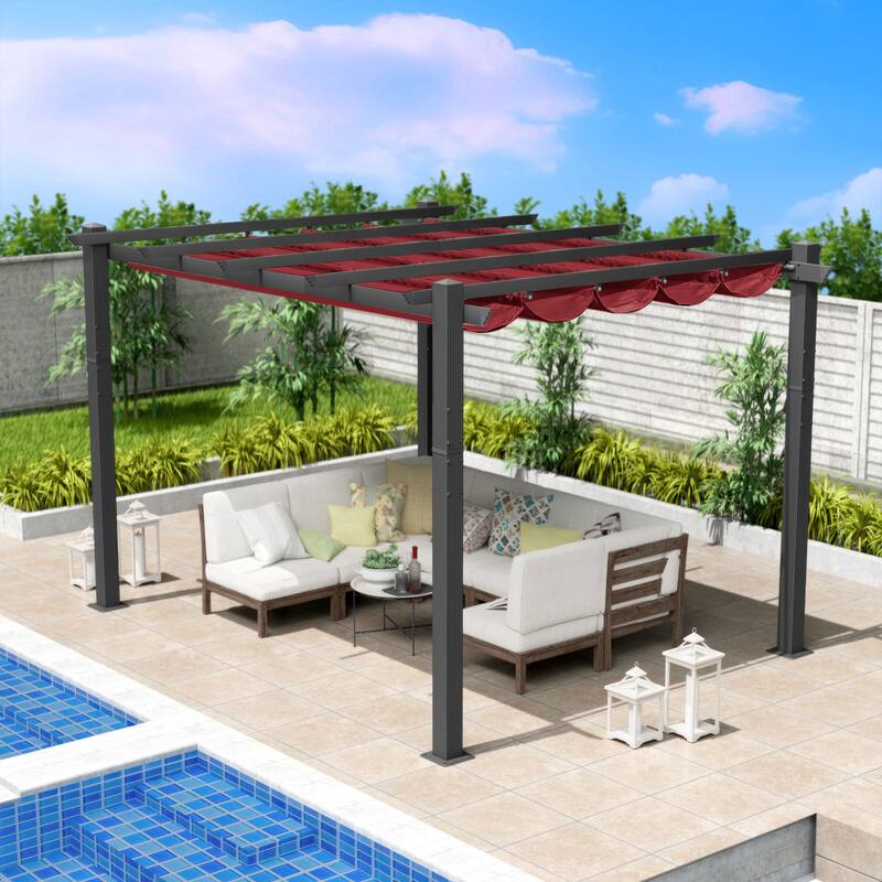 Kozyard Atlantics Outdoor 10'x13' Extra Large BBQ Grill Pergola with Sun Shade Gazebo Canopy