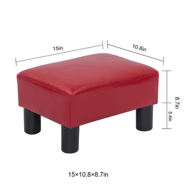 dimension image slide 2 of 7, Adeco Small Rectangular Ottoman Modern PU Leather Footrest Stool Chair