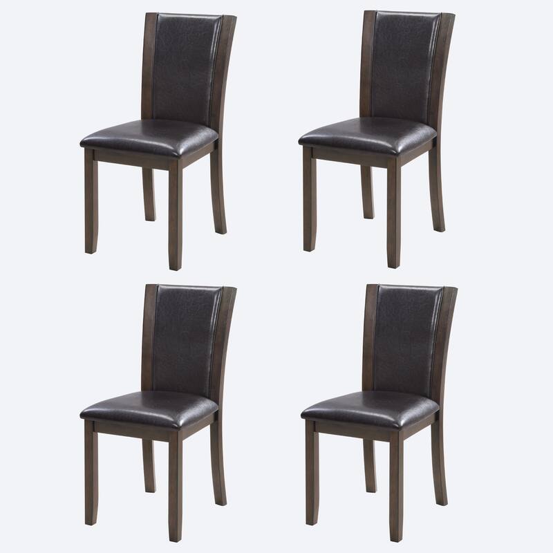 GDFStudio - Milo Modern Faux Leather Upholstered Wooden Dining Chairs Set with Foam Padded Seat & High Backrest, Set of 4 - Dark Walnut