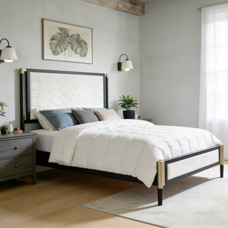 Christopher Knight Home Full/Queen Platform Bed with Boucle fabric Headboard - Queen