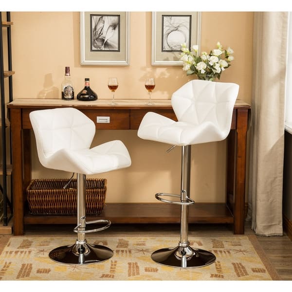 Shop Glasgow Faux Leather Tufted Adjustable Height Bar Stools Set Of 2 On Sale Overstock 16685278