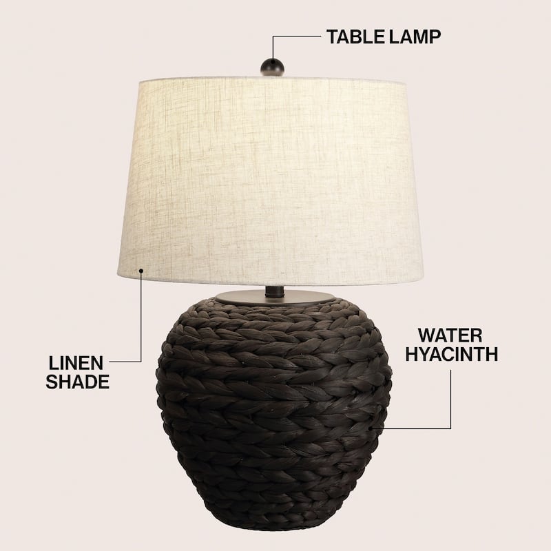 Elicia 24.5" Banana Leaf Basket LED Table Lamp, by JONATHAN Y