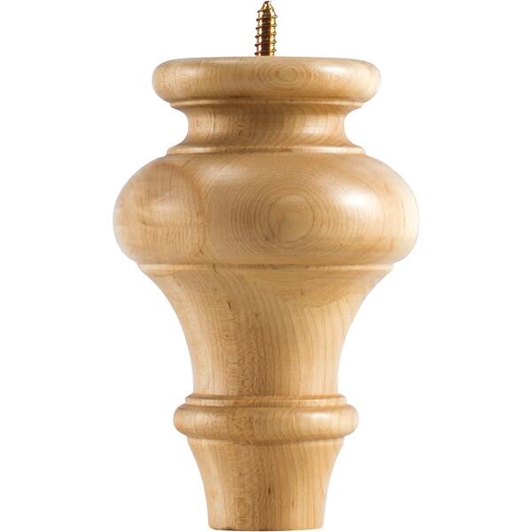 slide 1 of 1, Hardware Resources Bun Foot with Decorative Styling, 6"H x 4"D Natural Maple
