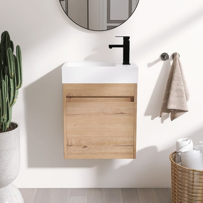 Narrow outlet floating vanity