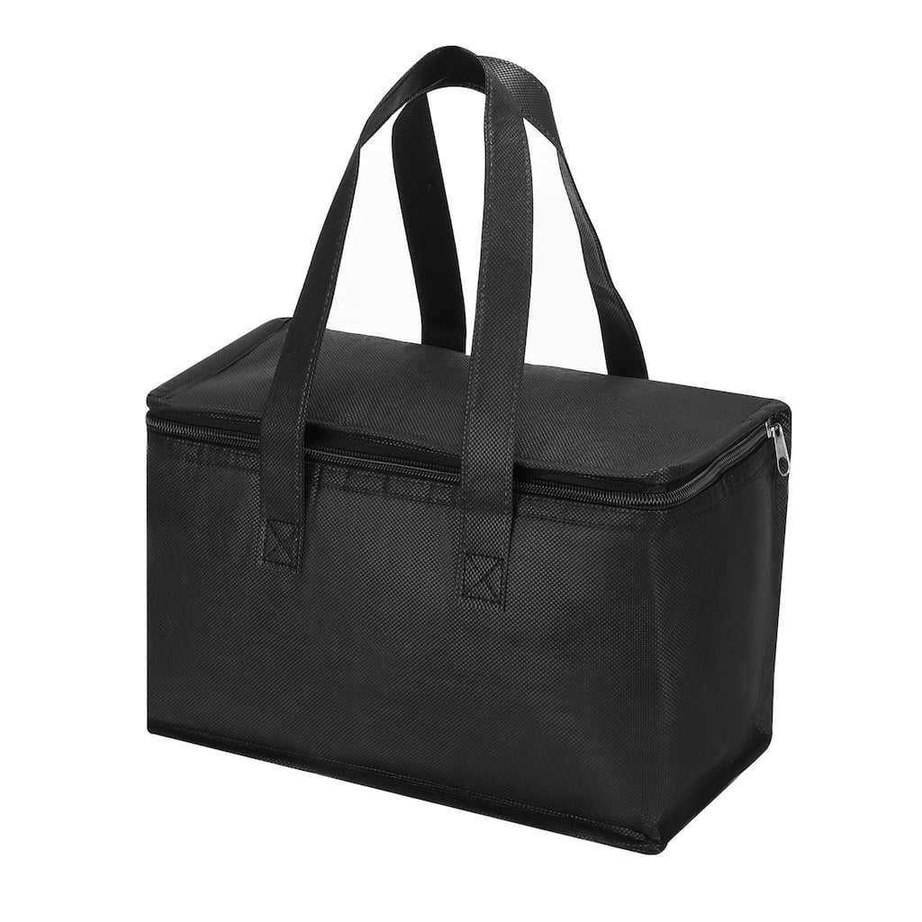 11"x5.5"x6.7" Insulated Reusable Grocery Bag Food Delivery Tote Bag, Black