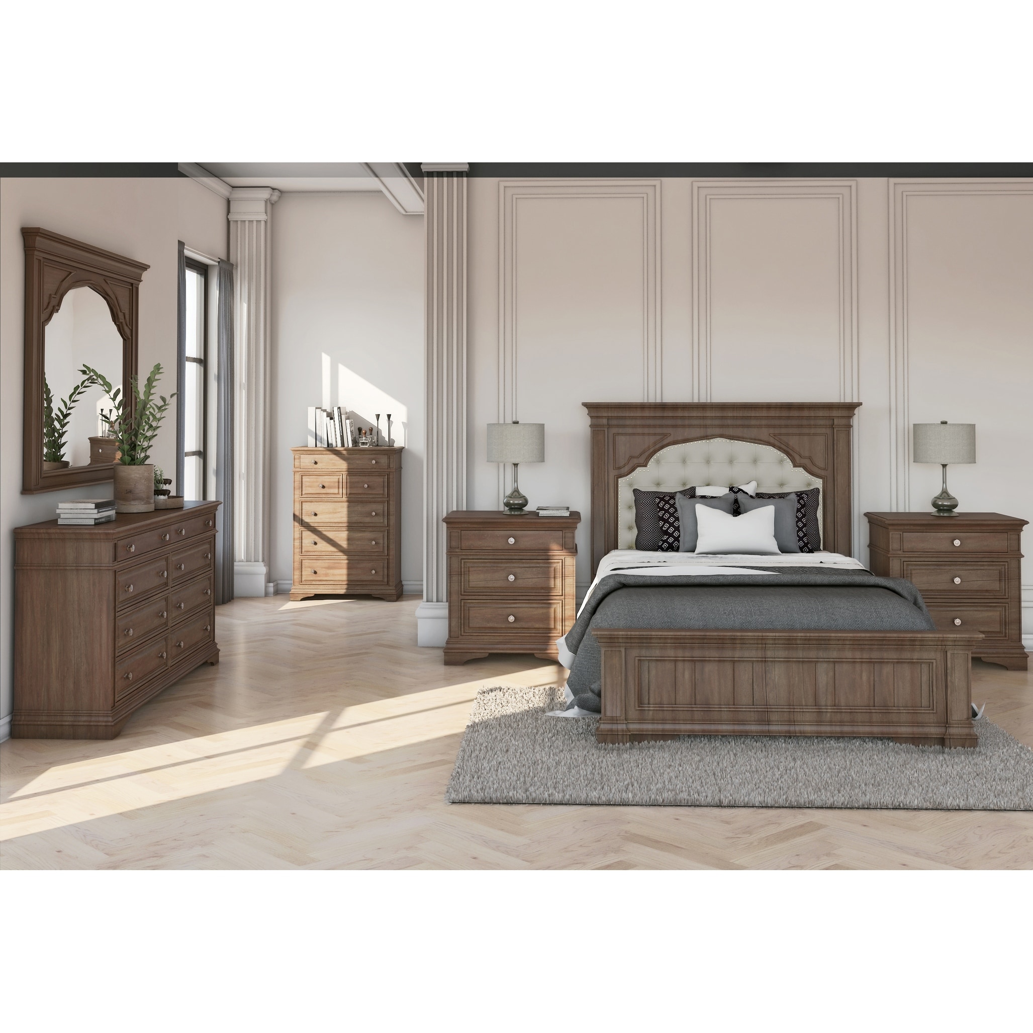 The Gray Barn Havenwood 6 piece Upholstered Panel Bedroom Set