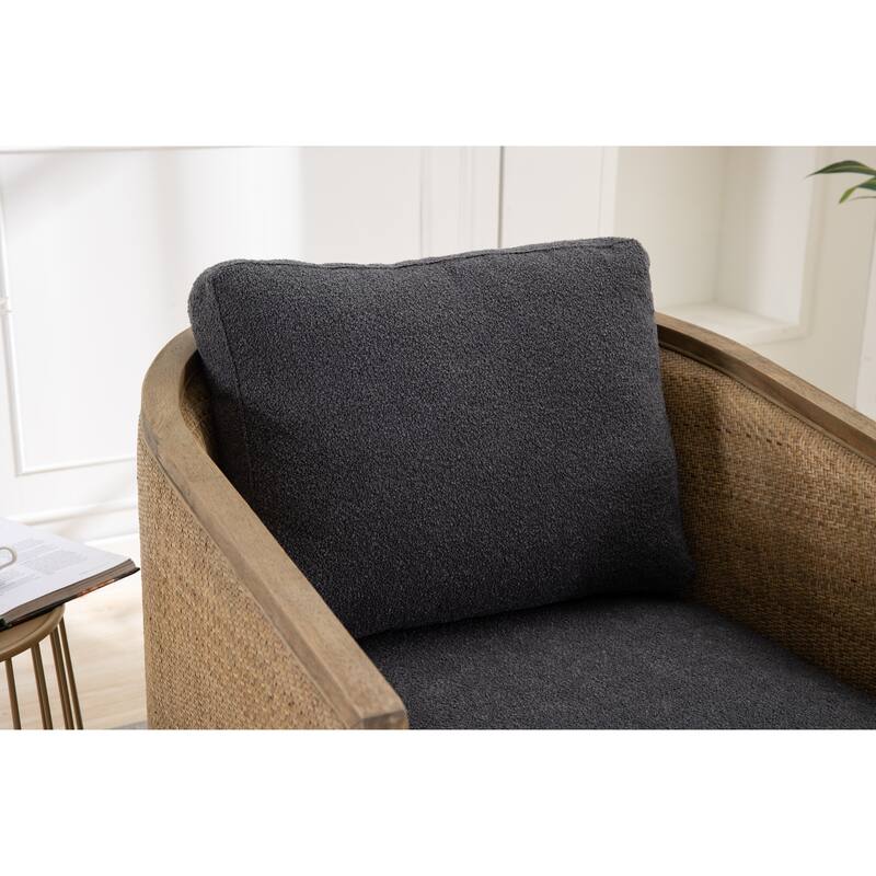 360 Degree Swivel Upholstered Accent Barrel Arm Chair