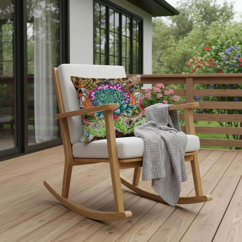 HomeRoots Set of Two 16" X 16" Green and Pink Blown Seam Floral Indoor Outdoor Throw Pillow - 16.00' X '16.00' X '5.00 - Green/Pink - 16.00' X '16.00' X '5.00