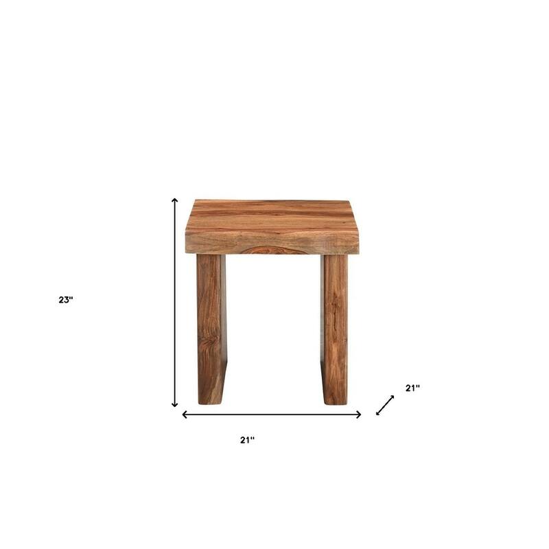 HomeRoots 23" Brown Solid Wood Square Live Edge End Table