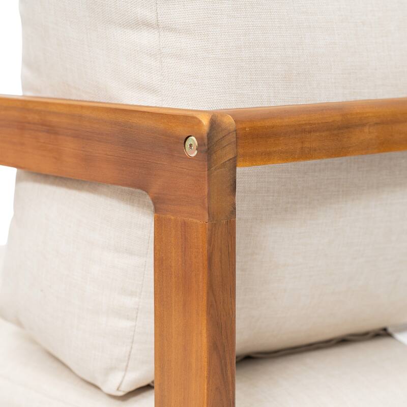 Christopher Knight Home - Outdoor Swivel Solid Acacia Wood Lounge Chair with Beige Cushion