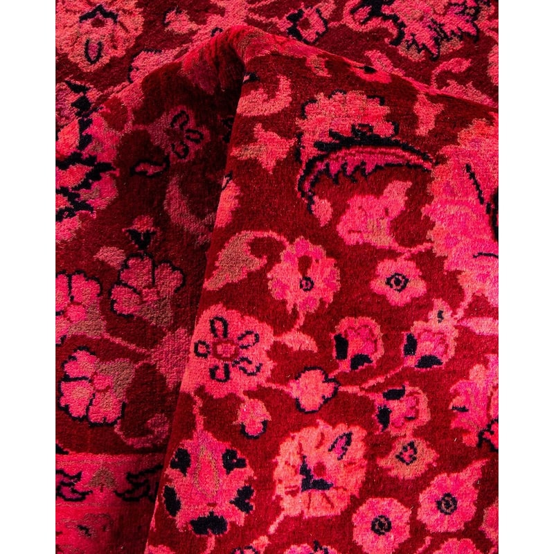 Overton Hand Knotted Wool Vintage Inspired Modern Contemporary Overdyed Pink Area Rug - 4' 2" x 6' 4"