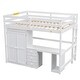 preview thumbnail 29 of 32, Wooden Loft Bed with Built-in Desk,A Wardrobe,Three Drawers,an Open Storage Cabinet,Full Size