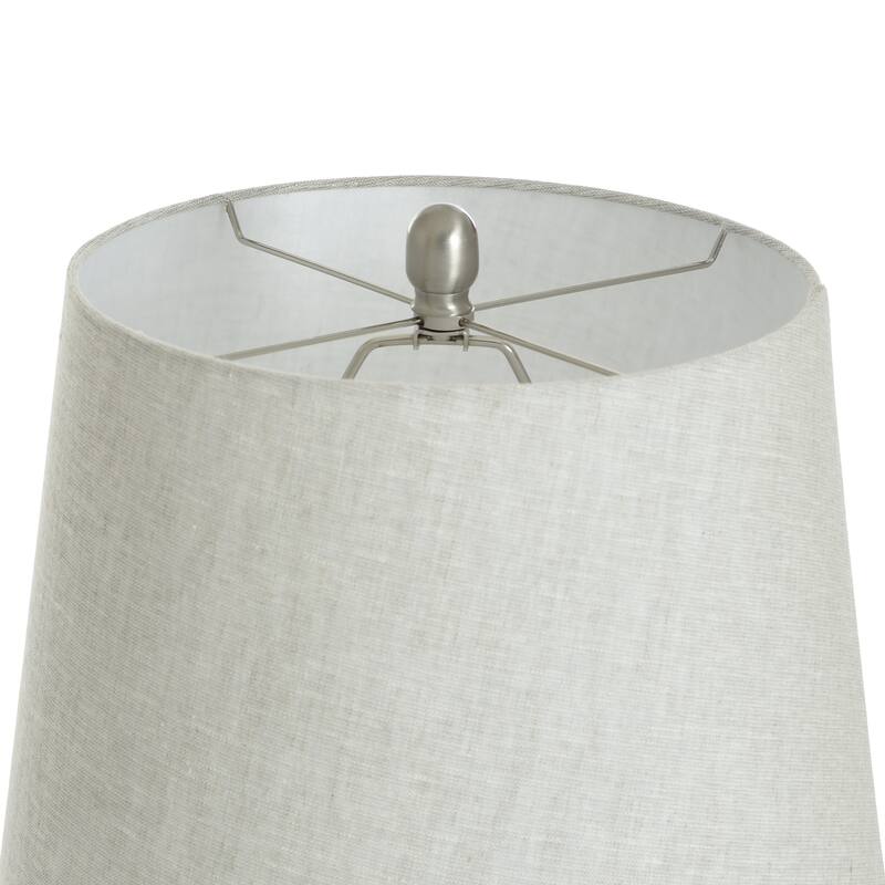 Ceramic Table Lamp - Glazed Finish - Light Grey Shade