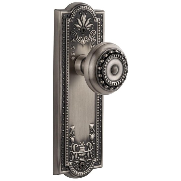 Grandeur PARPAR_PRV_238 Parthenon Solid Brass Rose Privacy Door Knob Set with Parthenon Knob and 2-3/8" Backset