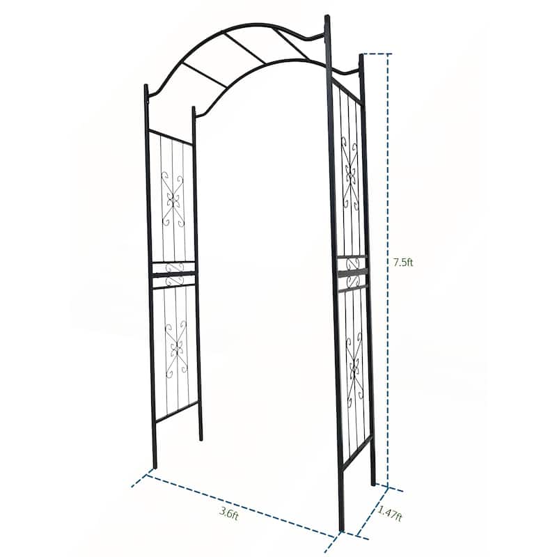 Metal Garden Arch with Black Powder Coated
