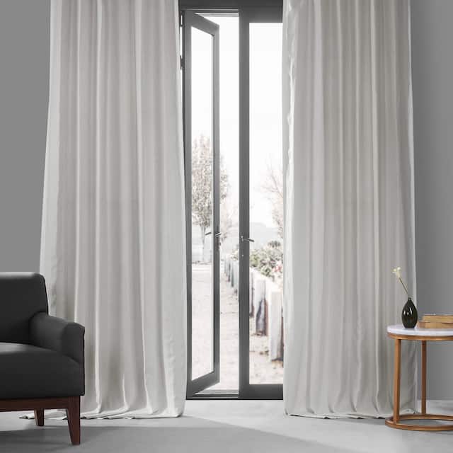 Exclusive Fabrics French Linen Lined Curtain Panel (1 Panel) - 50 X 96 - Crisp White