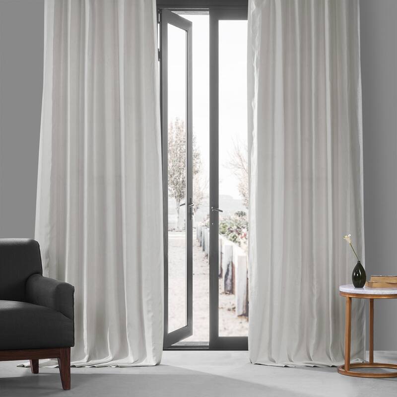 Exclusive Fabrics French Linen Lined Curtain Panel (1 Panel) - 50 X 96 - Crisp White