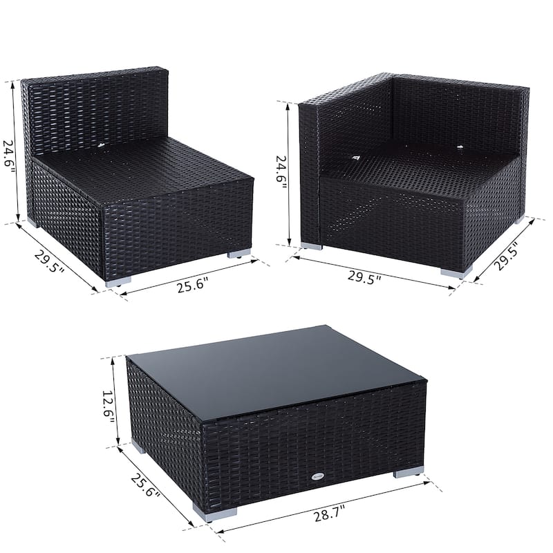 Outsunny 7-Piece Outdoor Wicker Patio Furniture Set