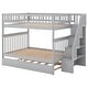 preview thumbnail 11 of 12, Full over Full Bunk Bed with Trundle and Staircase,Gray N/A