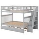 preview thumbnail 15 of 16, Full over Full Wooden Bunk Bed with Trundle and Storage Steps
