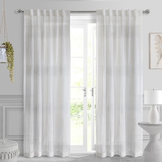 Lindsey Faux Linen Back Tab Curtain Panel by Habitat