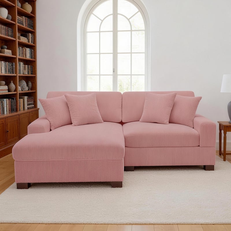Oversized L-shaped Modular Sectional Sofa with Chaise Lounge - Pink-2 Piece - Left Facing