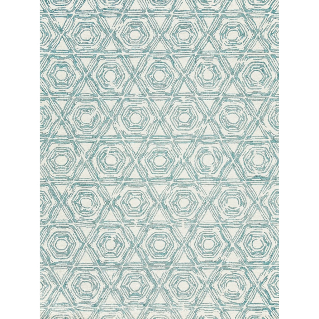 EXQUISITE RUGS Caprice Hand-tufted New Zealand Wool Dark Blue/Ivory Area Rug.