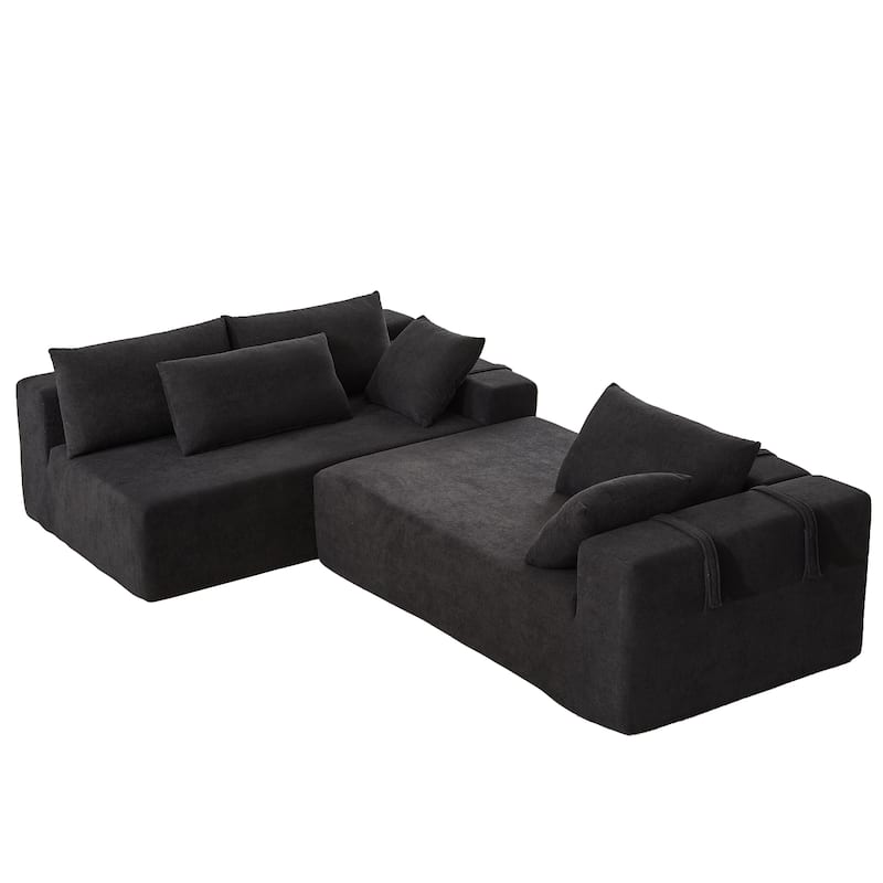 108"Chenille Modular Sectional Sofa with 6 Pillows, L-Shaped Free Combination Design, and No Assembly Required
