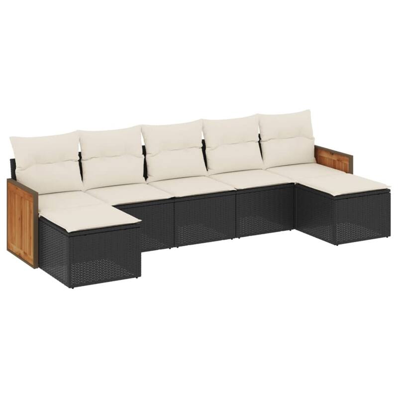 vidaXL Patio Sofa Set with Cushions Outdoor Conversation Furniture Poly Rattan - 21.7 x 21.7 x 14.6 in