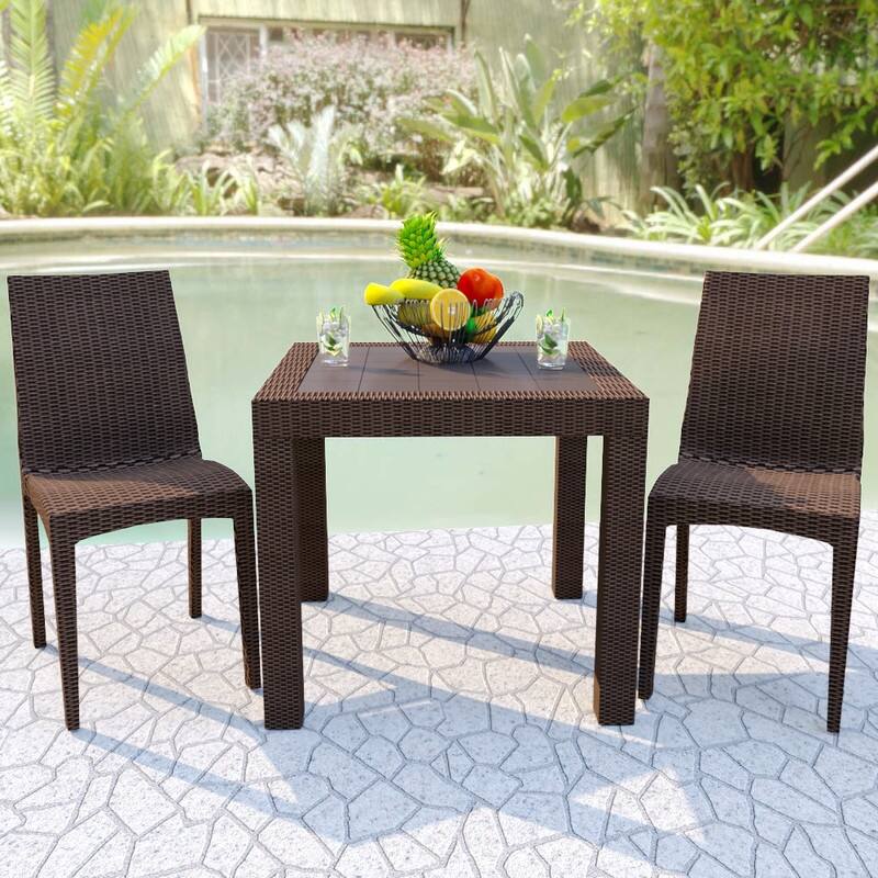 Mace Modern Outdoor Bistro Dining Table with Weather Resistant and Weaver Design for Patio or Decks