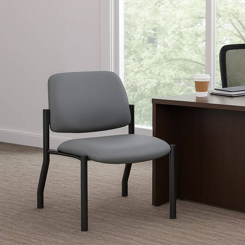 Lea Big and Tall XL Reception Chair, Gray Antimicrobial Vinyl, 400 lbs