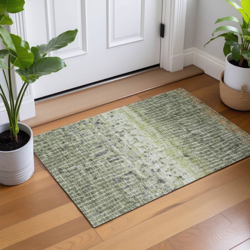Machine Washable Indoor/ Outdoor Boho Modern Chantille Rug