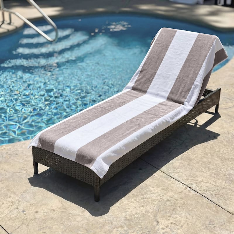 Superior Cotton Cabana Stripe Standard Size Towel/ Chaise Lounge Chair Cover - Taupe